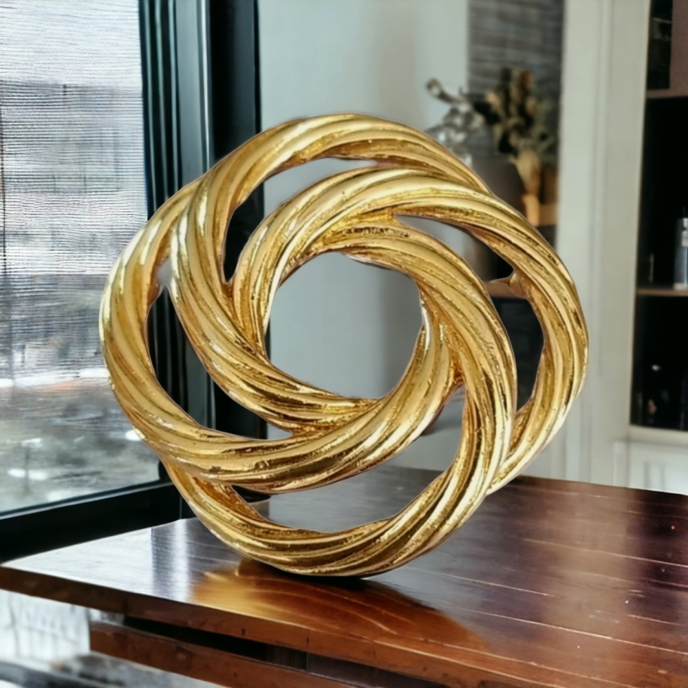 Vintage Signed MONET Textured Goldtone Intertwined Circles Brooch Pin